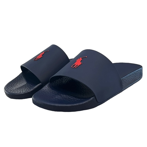 New Polo Ralph Lauren Signature Pony Slide Sandals Navy Men’s 8 9 10 11 12 13 - Picture 4 of 12